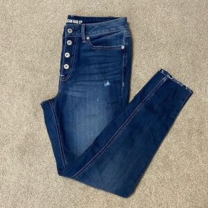 American Rag High Waisted Dark Wash Button Fly Ankle Jeans Size 5